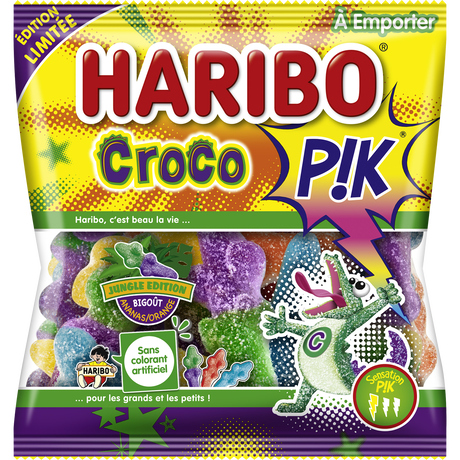 Bonbons multicolores acidulés crocodiles pik Haribo